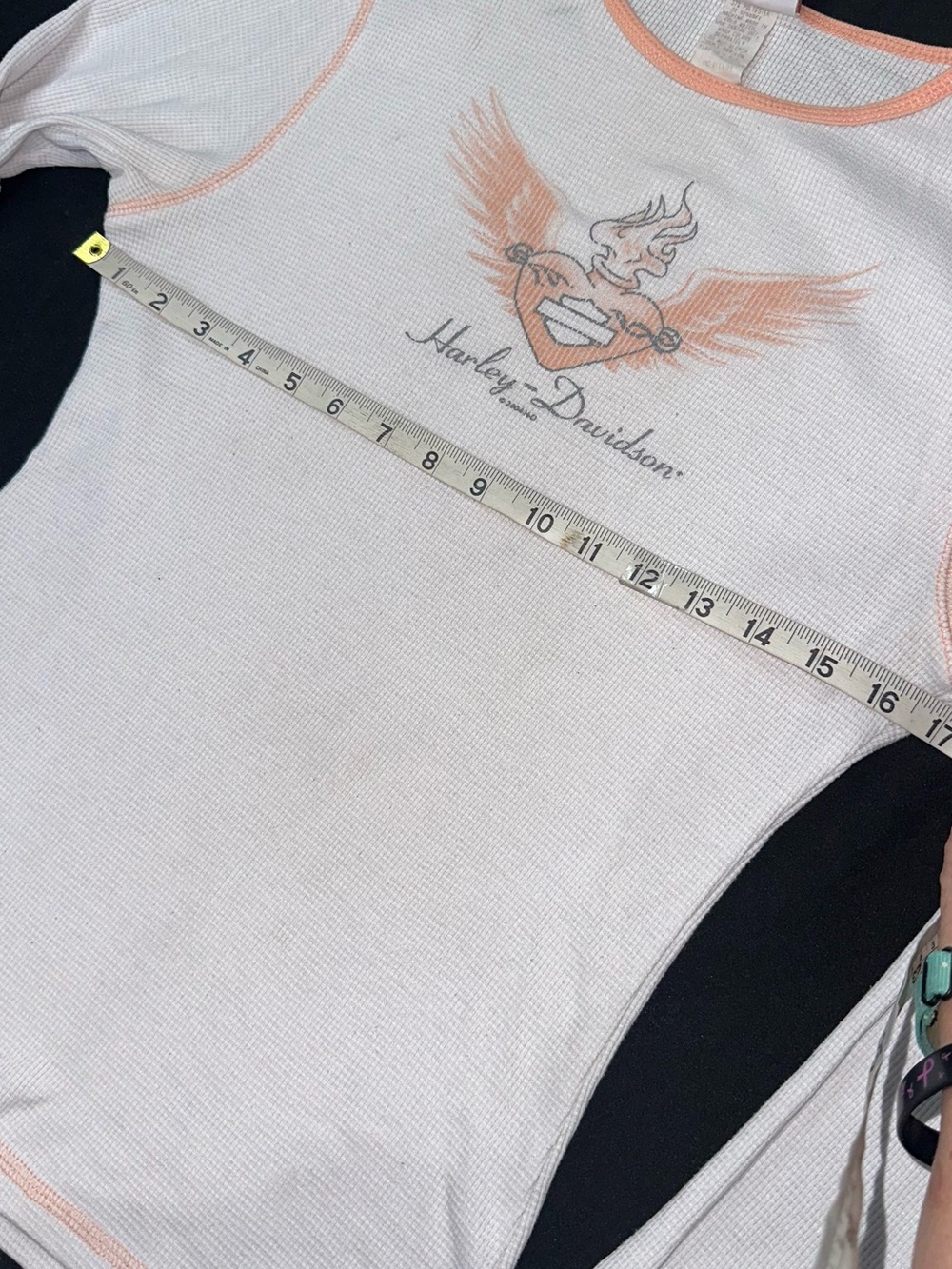 Harley-Davidson Women's M Vintage Long Sleeve Thermal 2004 Winged Heart Sheriff - Picture 9 of 13